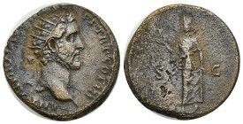 Antoninus Pius (138-161), Dupondius, Rome, AD 140-144; AE (26mm, 11.78 g); ANTONINVS AVG PI - VS P P TR P COS III, radiate head r., Rv. Spes advancing...