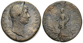 Hadrian (AD 117-138). AE sestertius (32mm, 26.10 g). Rome, AD 134-138. HADRIANVS-AVGVSTVS P P, laureate head of Hadrian right / HILA-RI-TAS•P•P, Hilar...