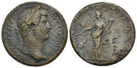 Hadrian, 117-138AD, AE Sestertius, (30mm, 23.49 g) 137-138AD, Head of Hadrian, laureate, right, HADRIANVS AVG COS III P P, rev, Fortuna standing left,...