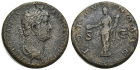 Hadrian (AD 117-138), Ae Sestertius, (30mm, 27.55 g) Rome, AD 134-138, HADRIANVS AVG COS III P P, laureate and draped bust right, rev. FORTVNA AVG S-C...