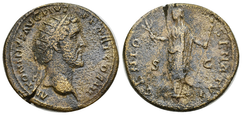 Antoninus Pius. Æ Dupondius (27mm, 12.64 g.), AD 138-161. Rome. ANTONINVS AVG PI...