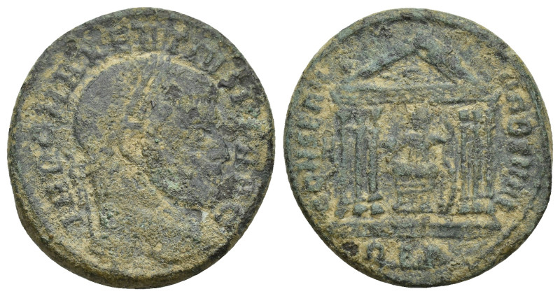 Maxentius (307-312). Æ Follis (24mm, 7.10 g). Rome, 310-311. Laureate head r. R/...