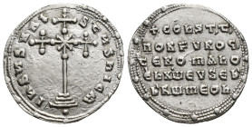Constantine VII and Romanus I AR Miliaresion. (22mm, 3.13 g) Constantinople, AD 945-959. IҺSЧS XRISƮЧS ҺICA, cross crosslet on three steps, X at centr...