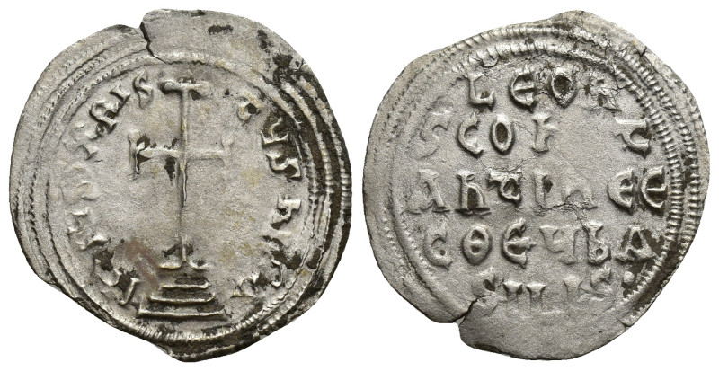 LEO III THE ISAURIAN with CONSTANTINE V (717-741). Miliaresion. (23mm, 1.93 g) C...