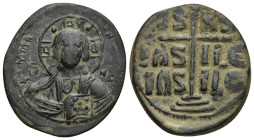 Anonymous Folles. temp. Romanus III, circa 1028-1034. Æ Follis (29mm, 10.58 g). Constantinople mint. Facing bust of Christ Pantokrator / Large cross p...