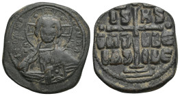 Anonymous Folles. temp. Romanus III, circa 1028-1034. Æ Follis (27mm, 11.88 g). Constantinople mint. Facing bust of Christ Pantokrator / Large cross p...
