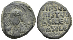 Anonymous Folles. Time of Basil II & Constantine VIII, circa 976-1025. Æ Follis (27mm, 18.35 g). Constantinople mint. Facing bust of Christ Pantokrato...