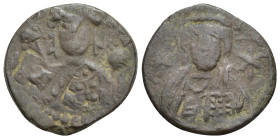 Michael VII Doukas AD 1071-1078. Constantinople Half follis Æ (23mm, 6.00 g). Cowned bust of Michael VII facing, wearing loros and holding a labarum i...