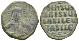 Anonymous Folles. temp. Basil II & Constantine VIII, circa 1020-1028. Æ Follis (27mm, 11.65 g). Constantinople mint. Facing bust of Christ Pantokrator...