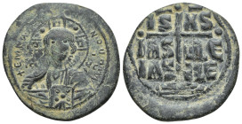 Romanus III Argyrus AD 1028-1034. Constantinople Anonymous Follis Æ (31mm, 10.71 g) + EMMA-NOVHΛ around, IC-XC to right and left of bust of Christ fac...