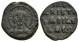 Anonymous (attributed to Basil II). Ca. 976-1025. Æ follis (20mm, 3.83 g). Constantinople. Barred IC XC across field, bust of Christ Pantokrator facin...