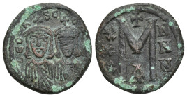 Leo V 'the Armenian', with Constantine, Æ Nummus. (21mm, 5.21 g) Constantinople, AD 813-820. LЄΟꞂ S COꞂSƮ, crowned and facing busts of Leo on left, an...