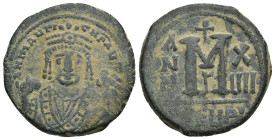 Maurice Tiberius 582-602 AD, AE follis, (27mm, 10.70 g) Theoupolis (Antioch) Mint, 595/596 AD DNMAVΓ…-ICNPAV... Crowned bust of Maurice Tiberius facin...