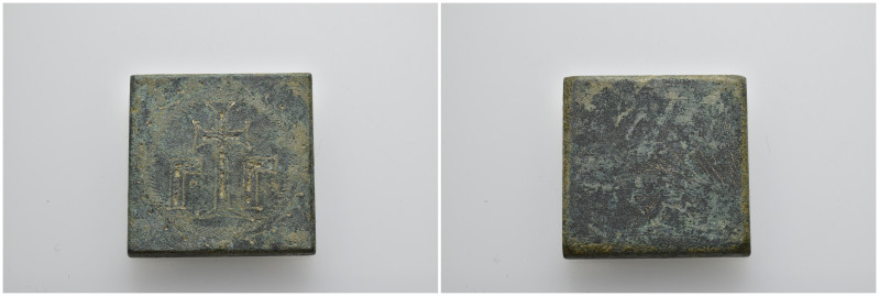 COMMERCIAL WEIGHT (Circa 4th-6th centuries). Square Ae Three Ounce Weight. Obv: ...