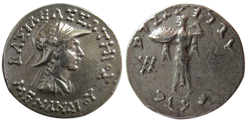 BAKTRIAN KINGS, Menander I Soter, Ca. 165/55-130 BC. AR Tetradrachm (9.43 gm; 25...