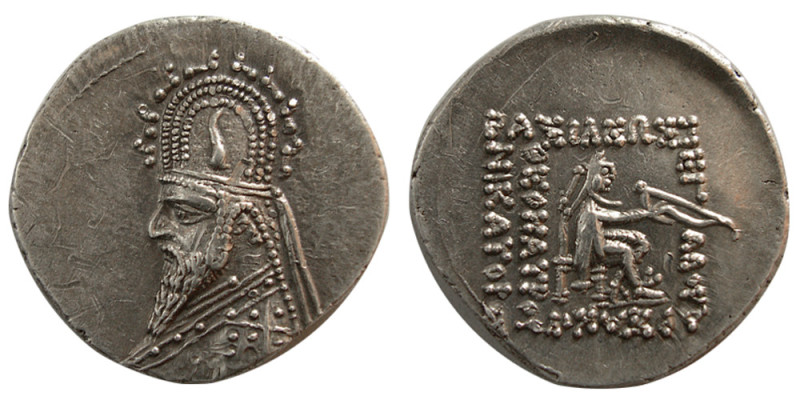 KINGS of PARTHIA. Sinatruces. 93/2-70/69 BC. AR Drachm (4.15 gm; 20 mm). Margian...