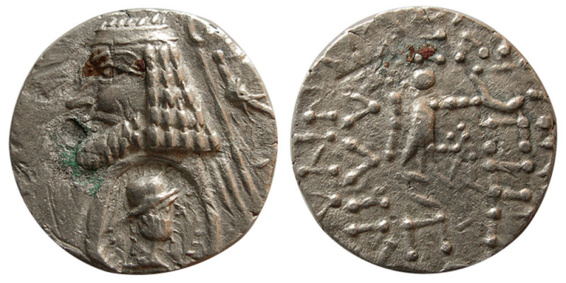 INDO-PARTHIANS, Margiana or Sogdiana. late 1st century BC. AR Drachm (2.40 gm; 1...