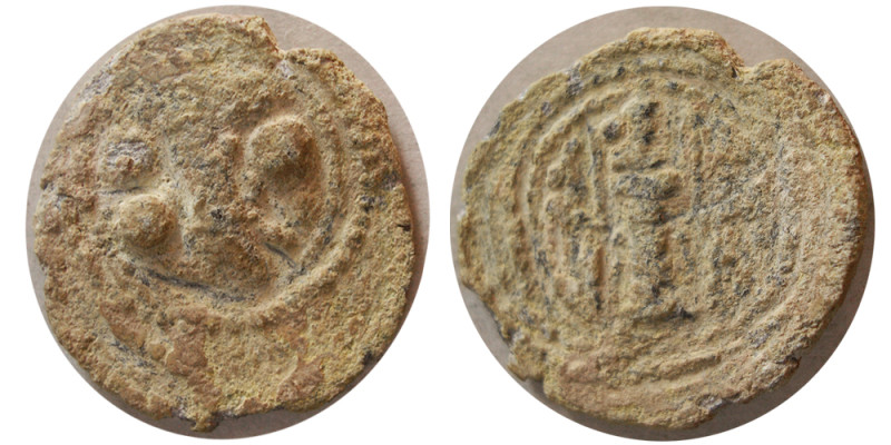 SASANIAN KINGS. Shapur II, 309-379 AD. PB (Lead) unit (3.61 gm; 20 mm). Obverse,...