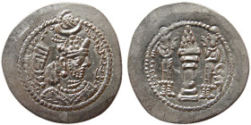 SASANIAN KINGS. Yazdgird II, 438-457 AD. AR Drachm. Rare.
