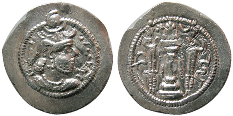 SASANIAN KINGS. Peroz, 459-484 AD. AR Drachm (3.99 gm; 27 mm). Standard issue, s...