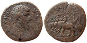 ROMAN EMPIRE. Divus Lucius Verus. Died AD 169. Æ Sestertius. Rare.