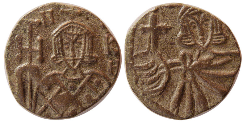 BYZANTINE EMPIRE. Nicephorus I. with Stauracius. 802-811 AD. Æ Follis (2.69 gm; ...