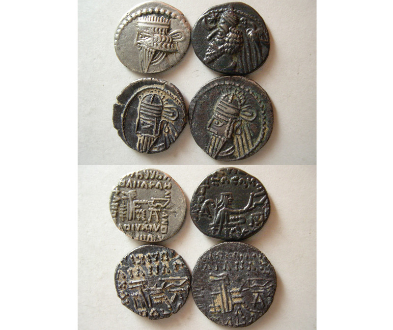 Group Lot of 4 Parthian Silver drachms. Lot includes: Mithradates V, Phraates IV...