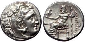 Kings of Macedon. Alexander III 'the Great' AR Drachm, (Silver, 4.26 g 15 mm), 336-323 BC.Kolophon.
