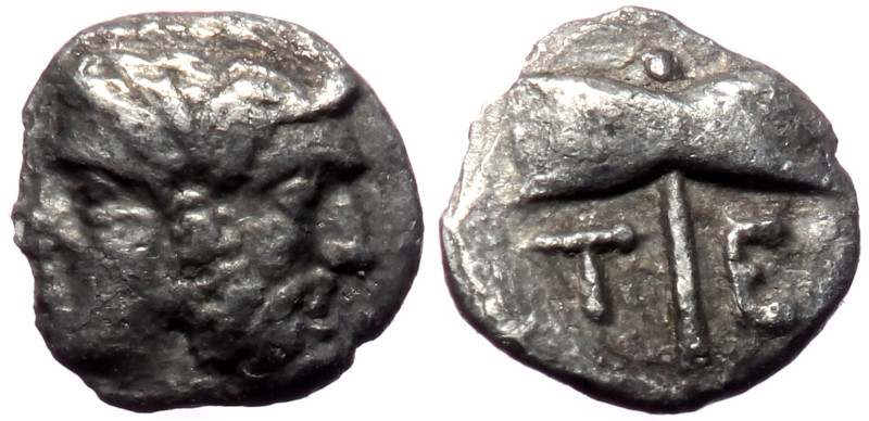 Troas, Tenedos AR hemiobol (Silver, 0.27g, 7mm) ca 450-387 BC Troas, Tenedos AR ...