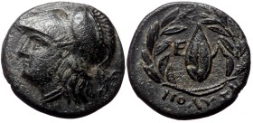 Aeolis, Elaia, AE, (Bronze, 2.98 g 15 mm), Circa 4th-3rd centuries BC. Polyxe-, magistrate.