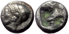 Ionia, Phokaia, AR Diobol, (Silver, 1.09 g 9 mm),Circa 521-478 BC.