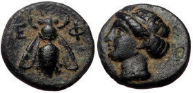 Ionia, Ephesos, AE, (Bronze, 1.17 g 11 mm), Circa 375-325 BC.