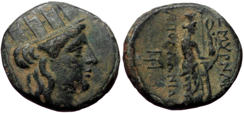Ionia, Smyrna, AE, (Bronze, 4.71 g 19 mm), Circa 170-145 BC. Apollonides, magist...