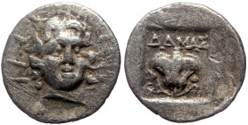 Caria, Rhodes, AR Hemidrachm, (Silver, 0.99 g 12 mm), Circa 125-88 BC. Damas, magistrate.