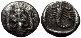 Caria, Mylasa, AR Hemiobol, (Silver, 0.34 g 7 mm),Circa 450-400 BC.