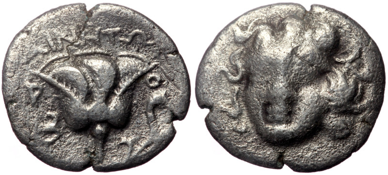 Caria, Rhodes, AR Drachm, (Silver, 2.15 g 15 mm), 304-166 BC. Ainetor, magistrat...