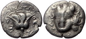 Caria, Rhodes, AR Drachm, (Silver, 2.15 g 15 mm), 304-166 BC. Ainetor, magistrate.