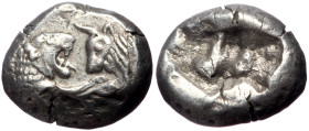 Kings of Lydia, Kroisos, AR Half Stater, (Silver, 5.36 g 14 mm), Circa 564/53-550/39 BC. Sardes.