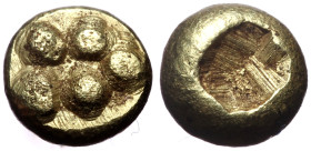 Kings of Lydia, Time of Alyattes to Kroisos, EL 1/24 Stater, (Electrum, 0.63 g 5 mm), Circa 620/10-550/39 BC. Sardes. Well Struc