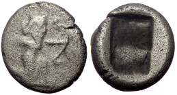 Persia, Achaemenid Empire, Time of Darios I to Xerxes I, AR 1/6 Siglos, (Silver,0.65 g 8 mm), Circa 505-480 BC. Sardes.
