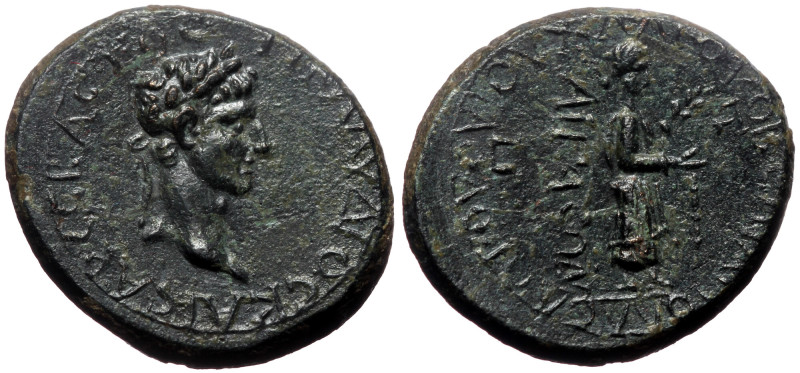 Aeolis, Aegae. Claudius. AE. (Bronze, 6.52 g. 20 mm.) c.AD 43/8. Magistrate, Apo...