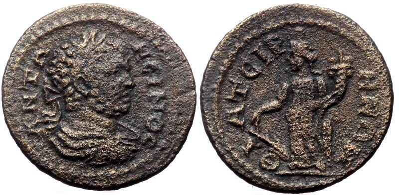 Lydia, Thyatira. Caracalla. AE. (Bronze, 4.03 g. 20 mm.) 198-217 AD. Lydia, Thya...