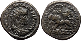 Phrygia, Kotiaion. Valerian I. AE. (Bronze, 9.27 g. 24 mm.) 253-260 AD. P. Aelius Demetrius, archon.