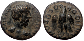 Pisidia, Antioch. Marcus and Verus, co-emperors. AE. (Bronze, 2.19g, 15mm) 161-169 AD.