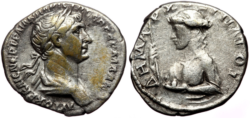 Cappadocia, Caesarea. Trajan. AR, Drachm. (Silver, 2.80 g. 18 mm.) 112/4 AD. Cap...