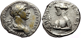 Cappadocia, Caesarea. Trajan. AR, Drachm. (Silver, 2.80 g. 18 mm.) 112/4 AD.