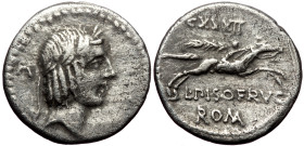 L. Calpurnius Piso Frugi (90 BC). AR, Denarius. (Silver, 3.84 g. 18 mm.) Rome.