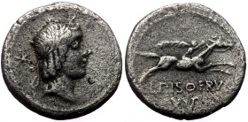 L. Calpurnius Piso Frugi AR Denarius, Rome, 90 BC.