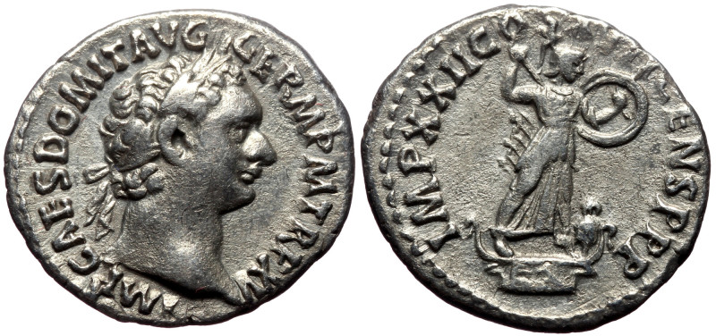 Domitian (81-96). AR, Denarius. (Silver, 3.13 g. 18 mm.) Rome. Domitian (81-96)....