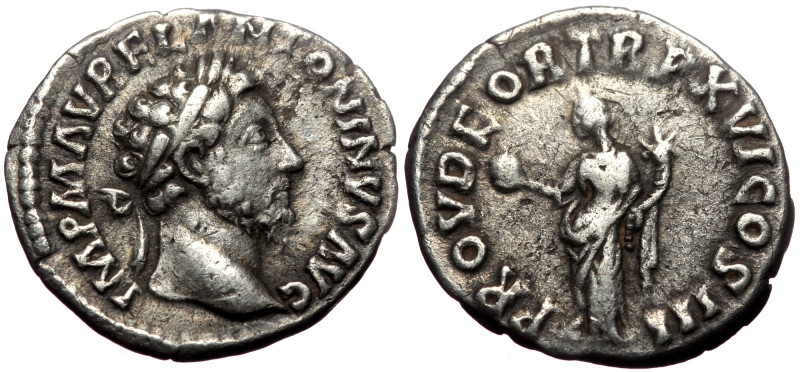 Marcus Aurelius (161-180). AR, Denarius. (Silver, 2.80 g. 18 mm.) Rome. Marcus A...